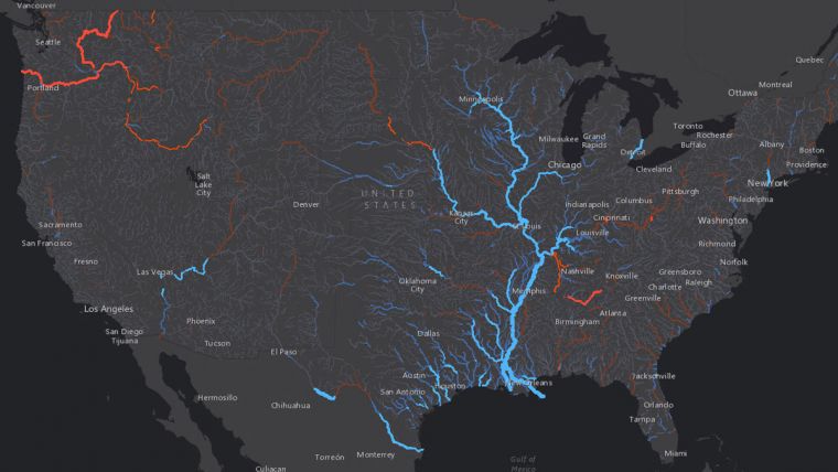 Real-time Maps Transform Forecast Data into Pictures of US River Flows