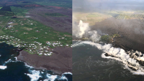 Unmanned Surface Vehicles Monitoring Lava Flow